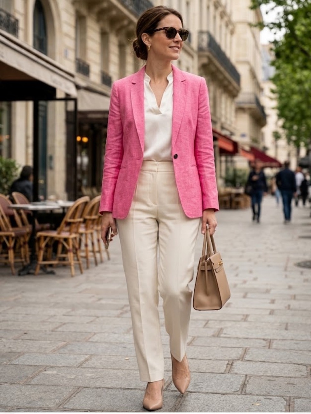 Talbots Hot Pink Linen-Blend Single-Button Blazer